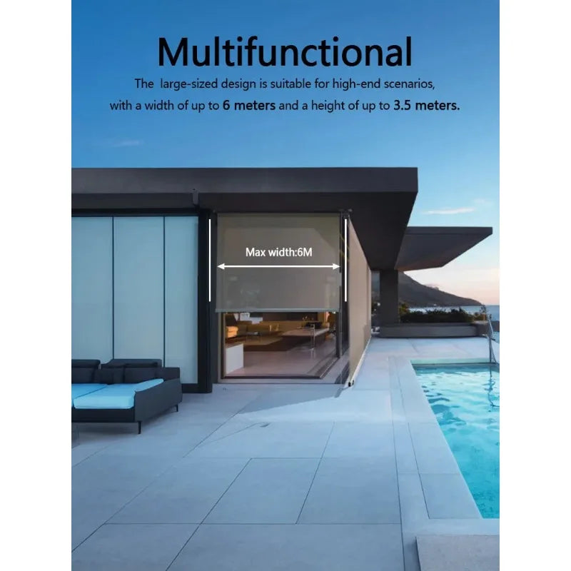 Terrace Outdoor Shade Outdoor Windproof Roller Blinds Electric Screen Sunshade and Terrace Balcony Pavilion Curtains