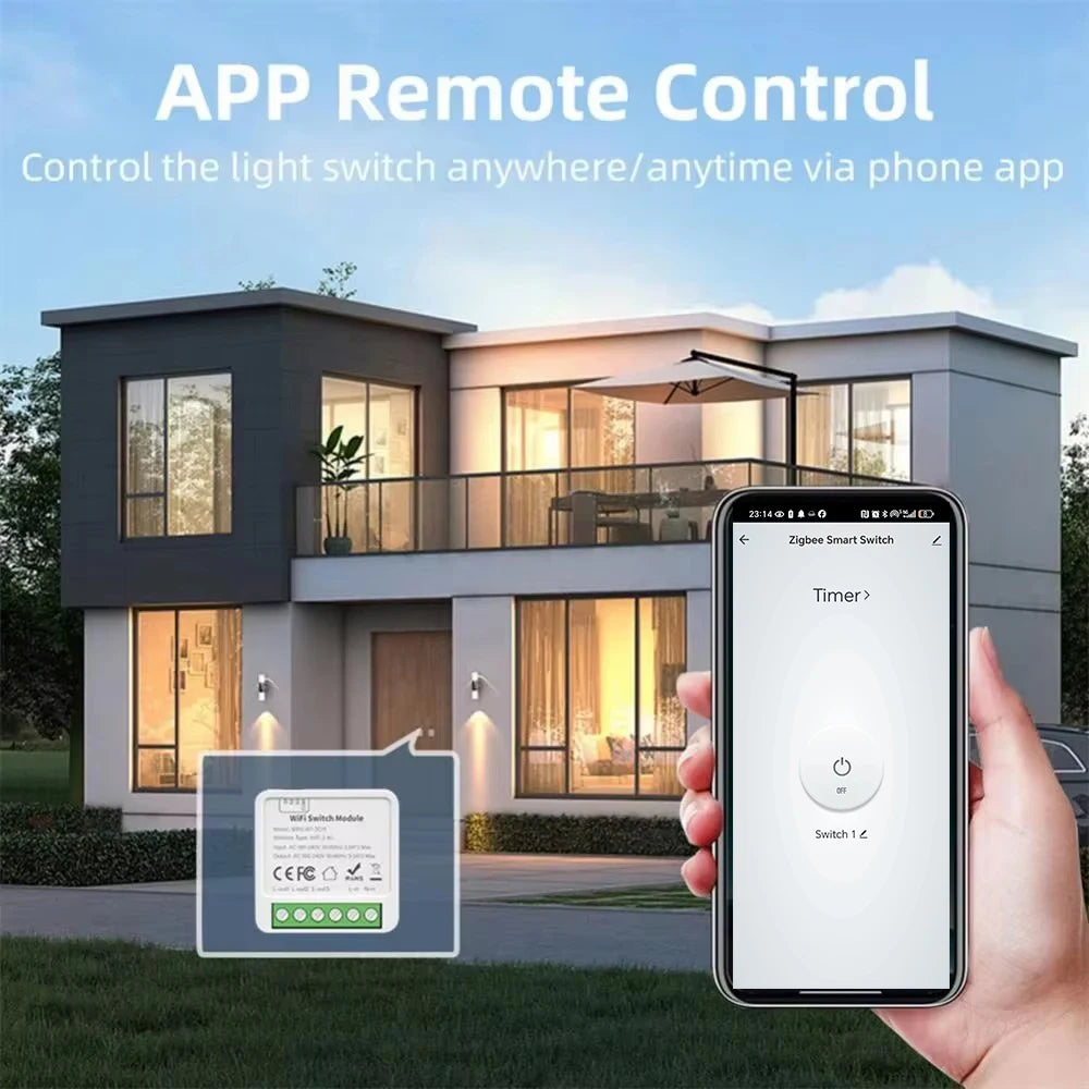 Tuya WiFi/Zigbee 3.0 Smart Switch Mini Breaker DIY Module Remote Timer Wireless Light Control Work with Smart Life Alexa Google
