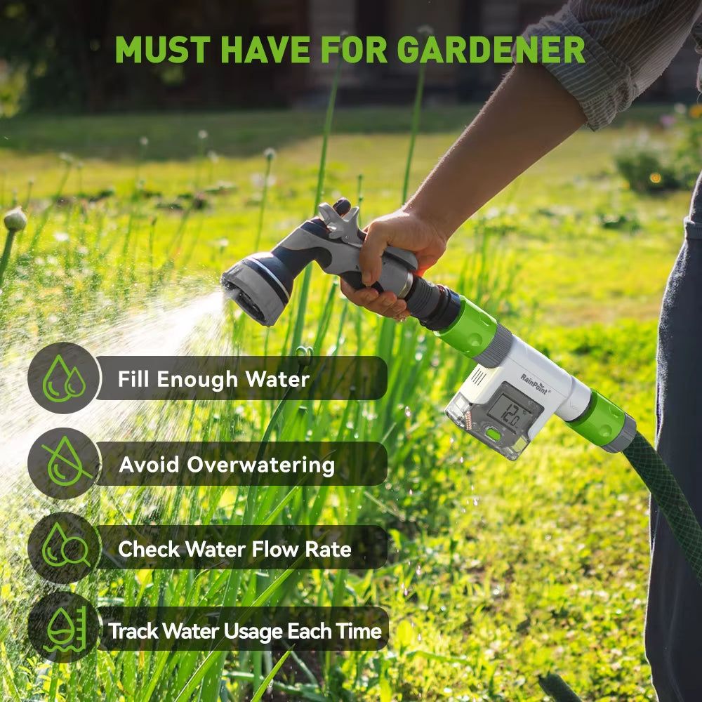 Wifi Digital Water Flow Meter IPX6 3/4" Outdoor Garden Faucet Hose Water Calculate Consumption History Monitor Flow Rate Control