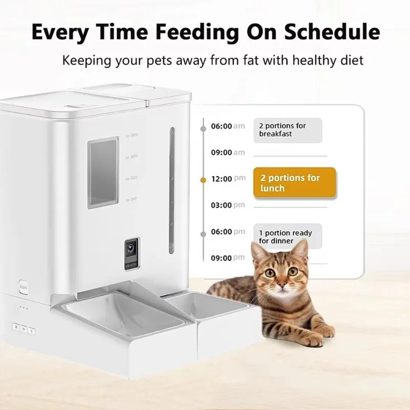 APP Control Smart Pet Food Feeder and Water Fountain  Multi Automatic Cat Food Feeder  Water Dispenser With Camera
