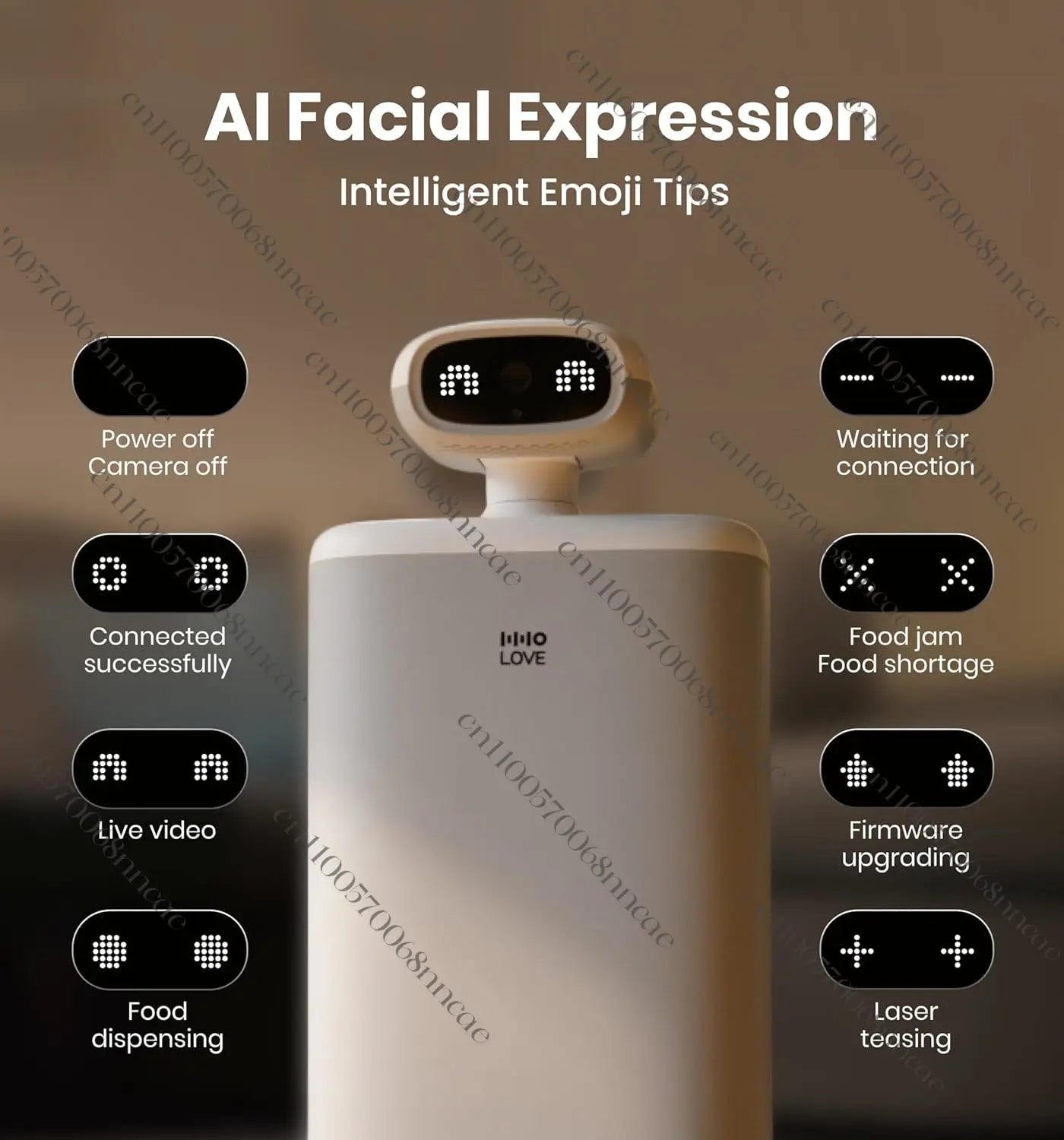 HHOLOVE Smart Cat Companion Robot 360° View Camera Pet Automatic Feeder for Cat