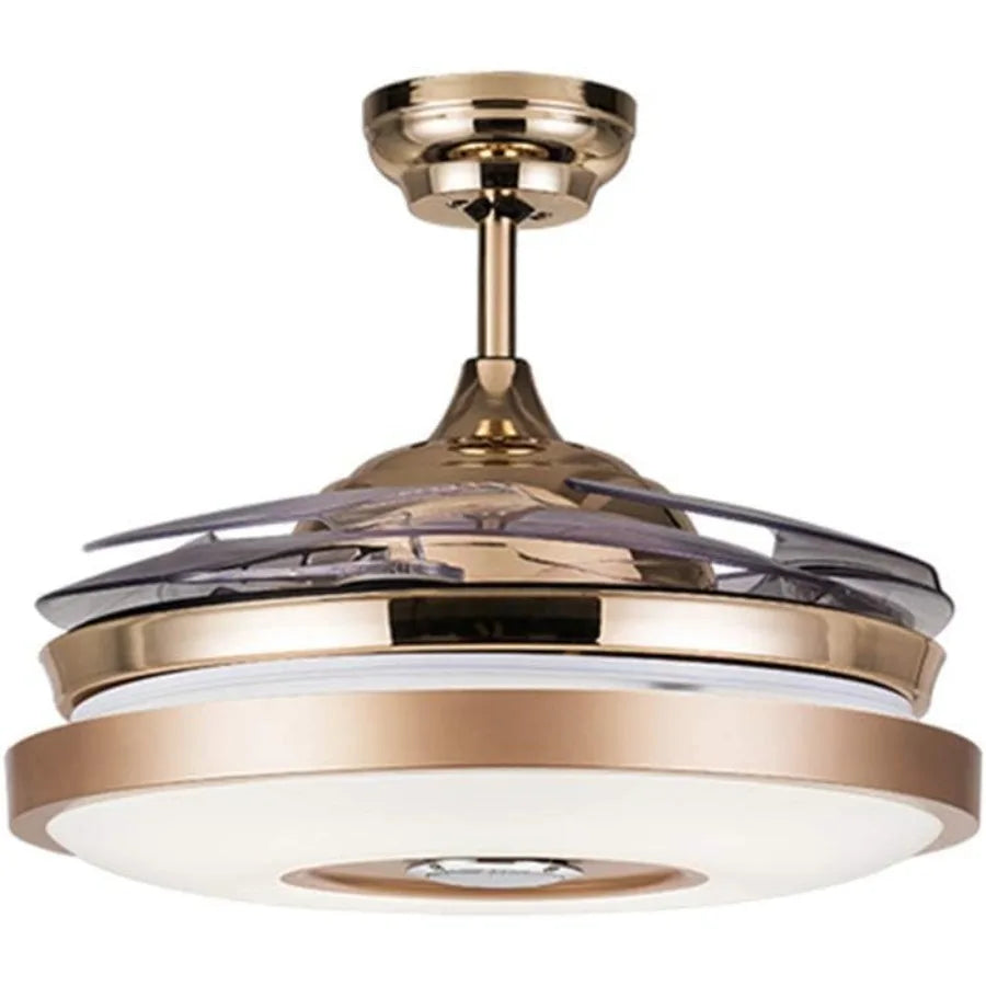 36'' Modern Smart Ceiling Fans with Integrated Light and Bluetooth Speaker 7-Color Adjustable LED Lighting Retractable Blades f