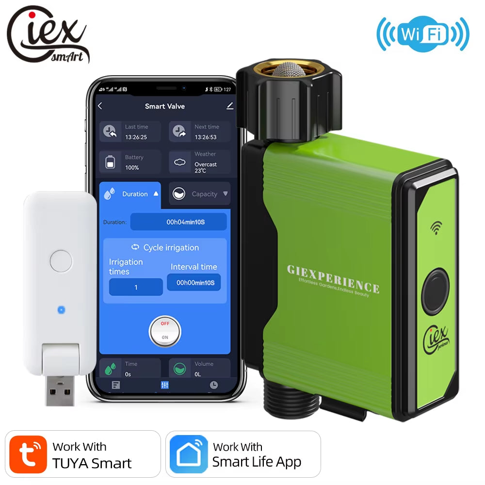 WIFI Garden Watering Timer Smart Sprinkler Drip Irrigation System Built-In Water Flow Recorder Controller TUYA