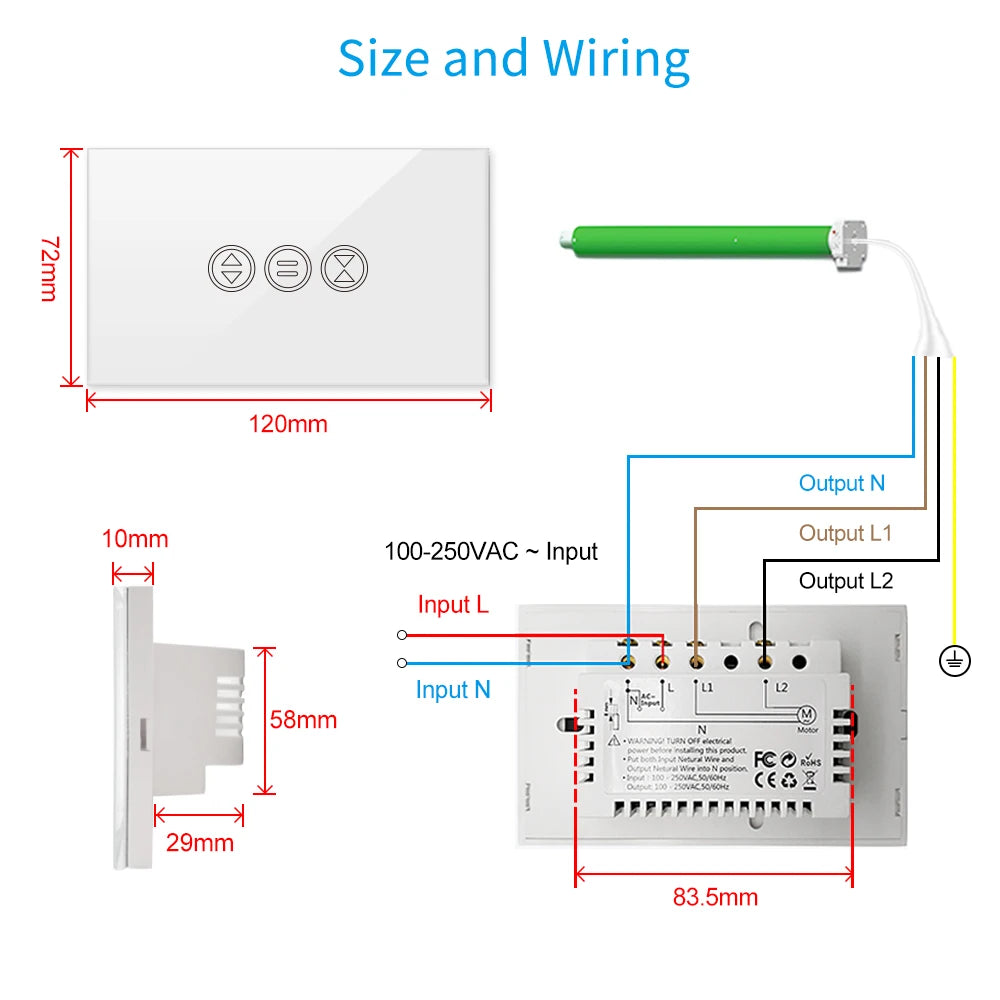 Tuya Smart Curtain Switch Gewiss with Remote for Electric Roller Shutter Window Blinds App Timer Google Home Aelxa Voice Control