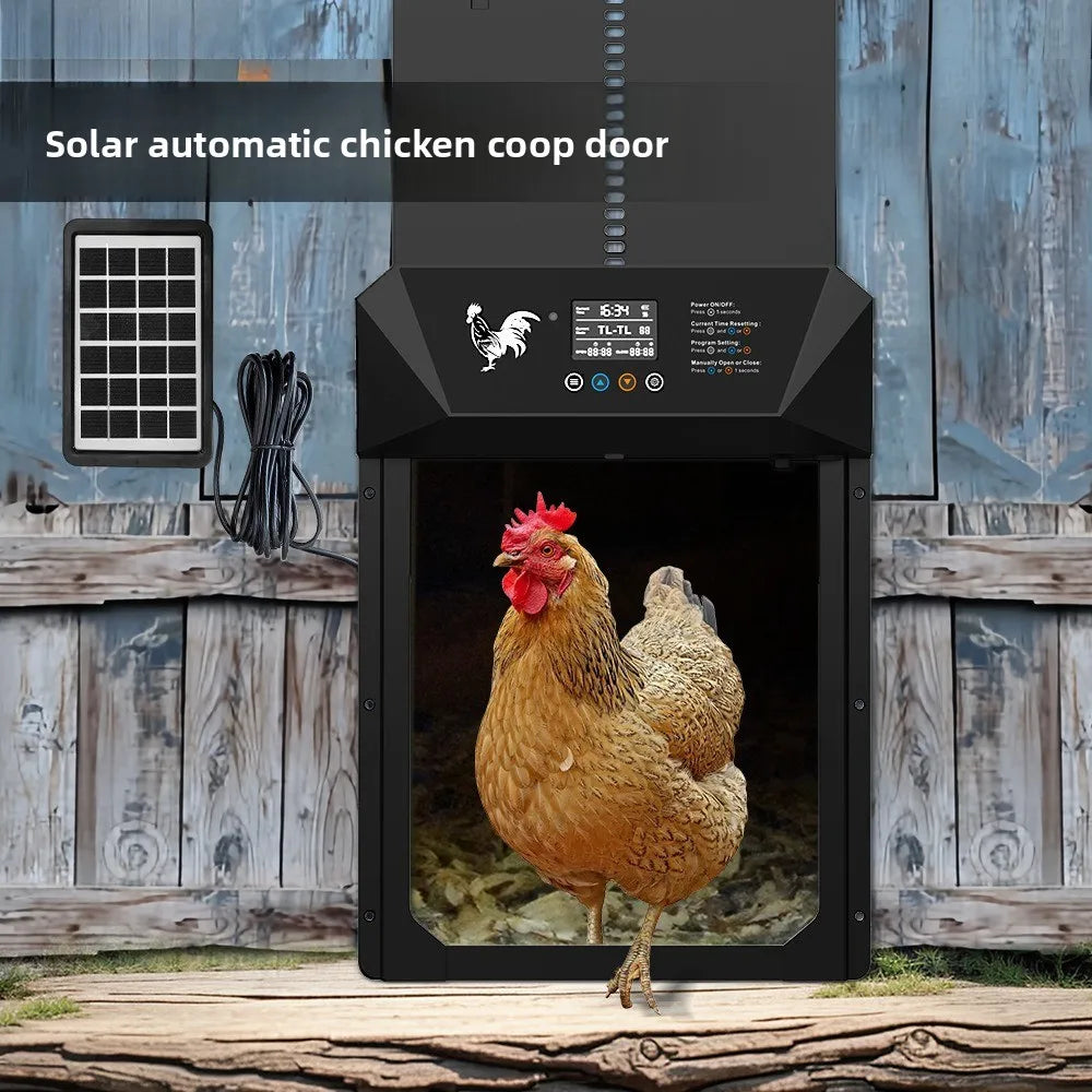 Upgrade large-size solar chicken coop door multi-mode light-sensitive anti-pinch smart poultry pet metal door
