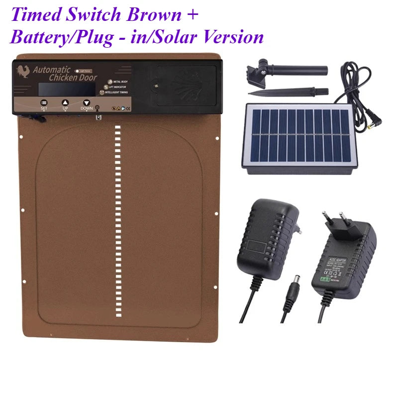 IPX3 Waterproof Pet Door, Aluminum Alloy Smart Timer Auto-Lift Chicken Coop Gate for Pigeons