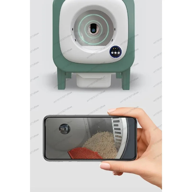 Fully Automatic Cleaning Electric Cat Litter Box With Camera, Large Pet Compartment, Semi Enclosed Smart Cat Toilet