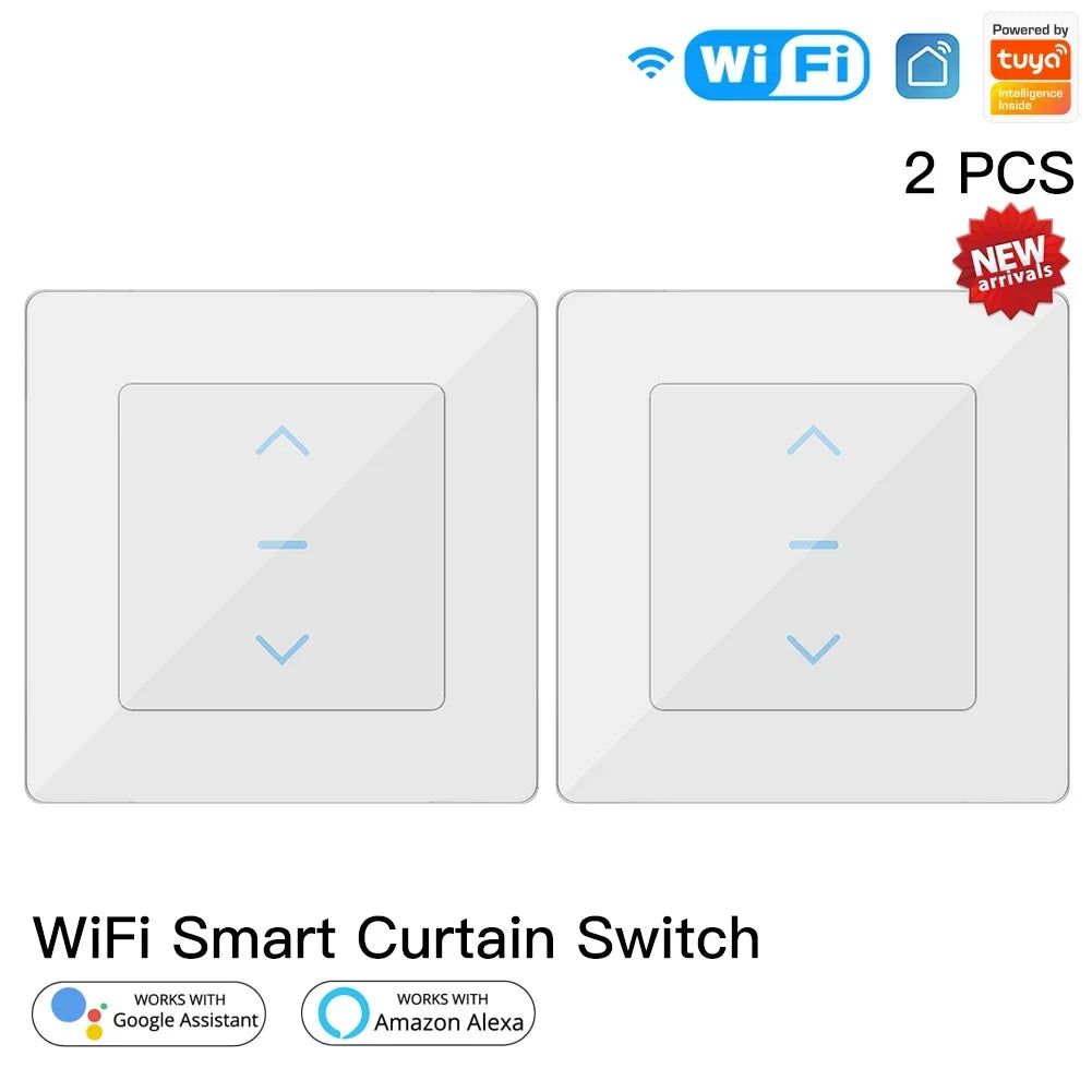 New WiFi Smart Curtain Switch Touch Design for Motorized Curtains and Roller Blinds work with Tuya Smart Life App Alexa Google