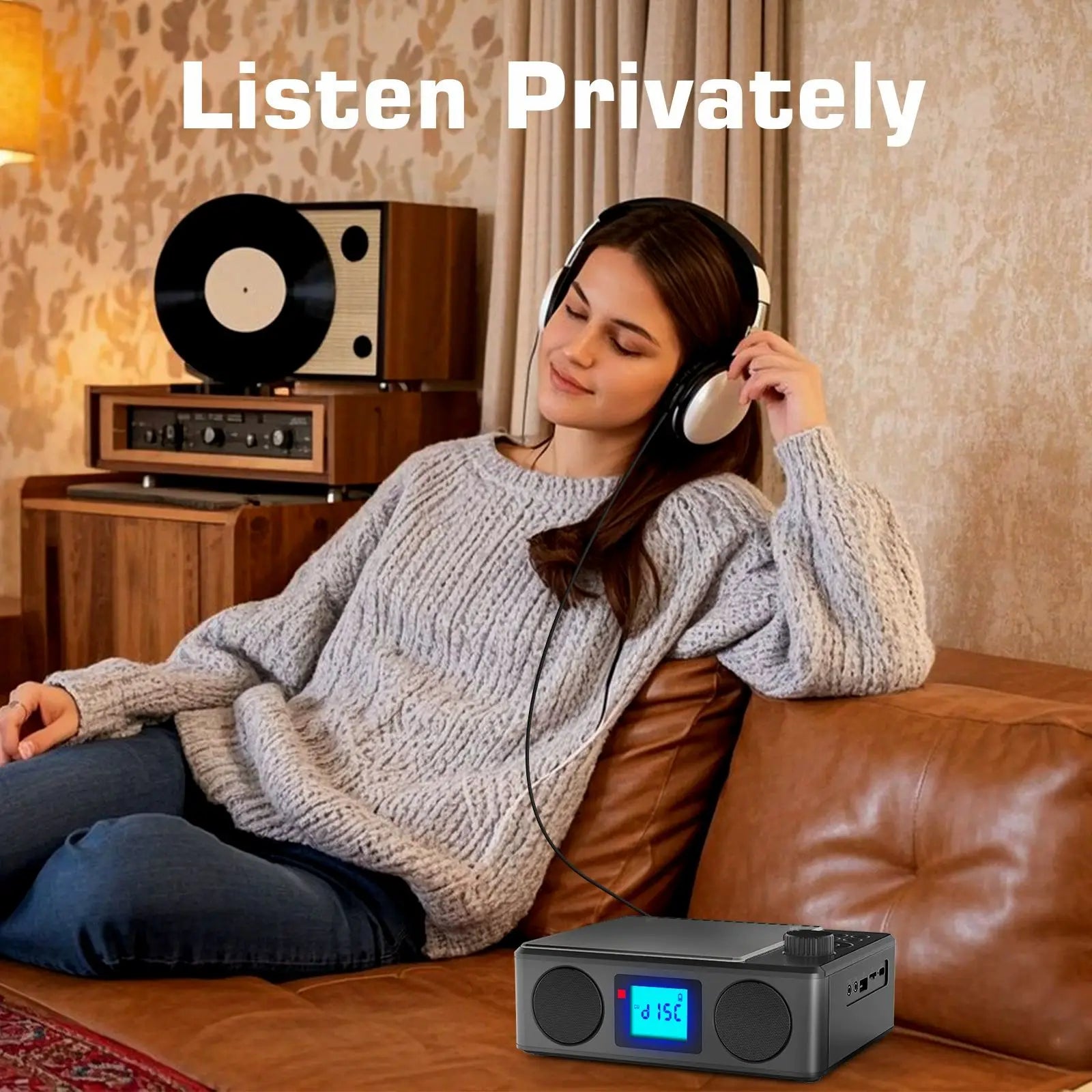 CD Player Portable with Bluetooth Speaker for Home Personal Desktop Stereo CD Player with USB FM Compact Remote Control FM Radio