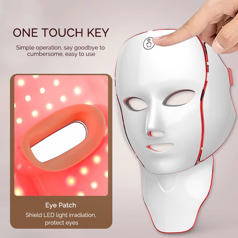 Face Neck Beauty Mask 7 Colors Light LED Mask Photon Red Light Facial Skin Care Repair Skin anti Aging Wrinkle Skin Tightening