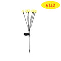 Solar firefly light stake with yellow LED bulbs on flexible stems for garden pathways