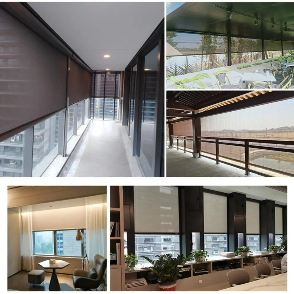 Electric Windproof Zip Rail Ziptrack Outdoor Curtain Outside Roller Blinds Patio Blinds Outdoor Sun Screen Blind