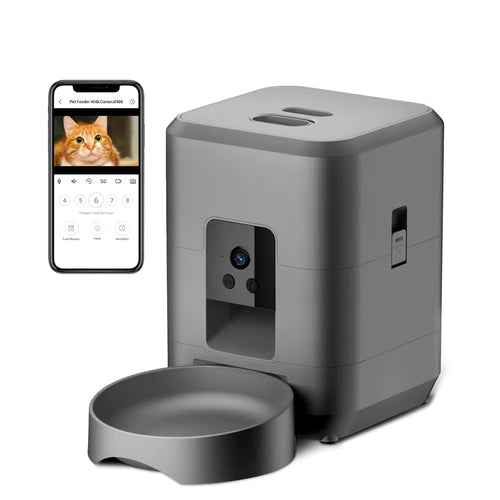 2L Smart Pet Feeder Cat Automatic Pet Feeder Wi-Fi & 1080P HD Camera APP Control for Remote Feeding Dog & Cat Food Dispenser