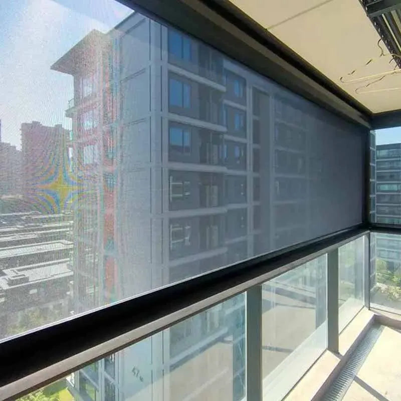 Automatic Smart Remote Control Ziptrack Windproof and Waterproof Outdoor Roller Blinds Outdoor Heavy Duty Blinds