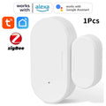 Tuya Zigbee Smart Door Window Sensor Door Open Closed Detectors Smart Home Security Protection Alarm System for Alexa Google