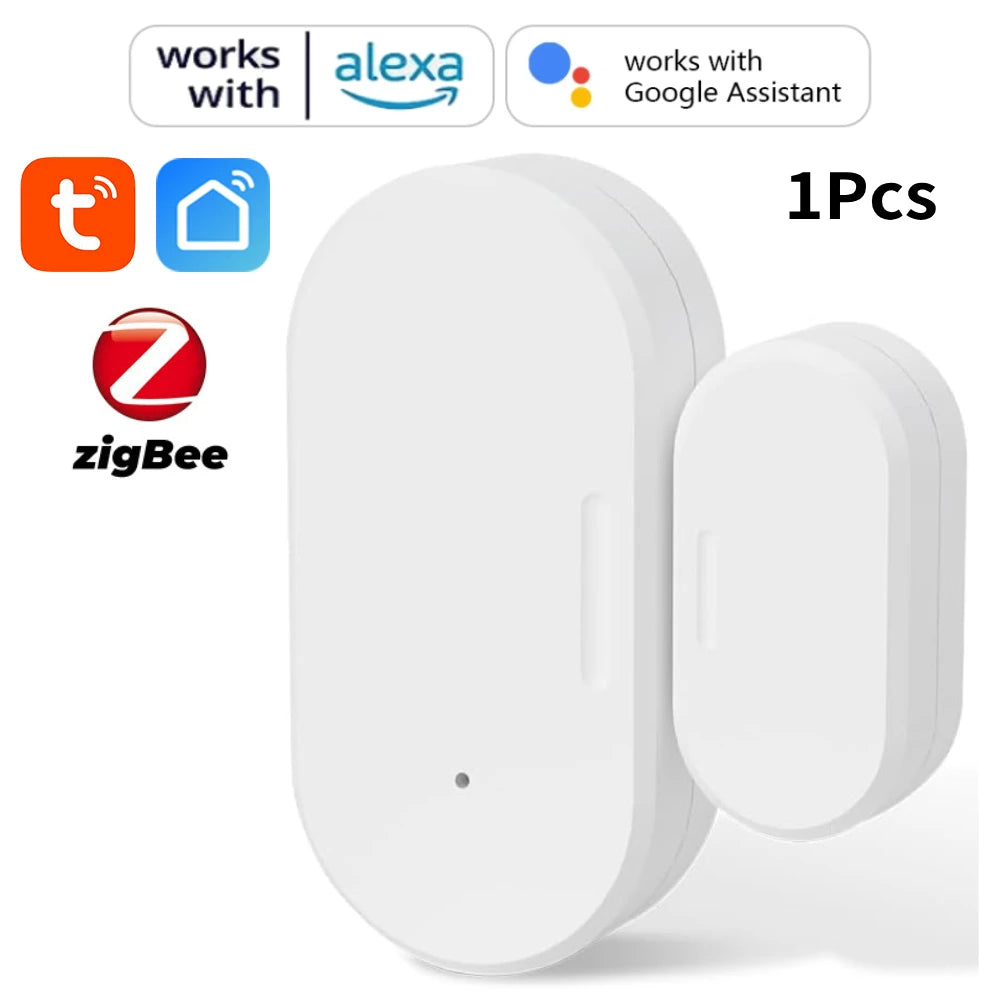 Tuya Zigbee Smart Door Window Sensor Door Open Closed Detectors Smart Home Security Protection Alarm System for Alexa Google