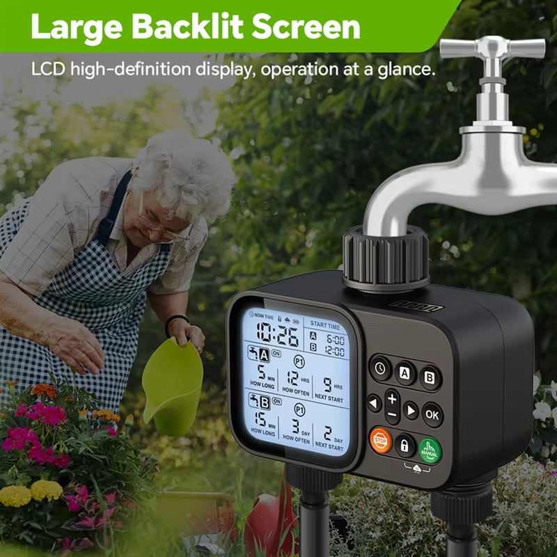 A21I-Household Solar Irrigation Timer LCD Automatic Irrigation System Outdoor Smart Garden Watering Tool Adjustable Program