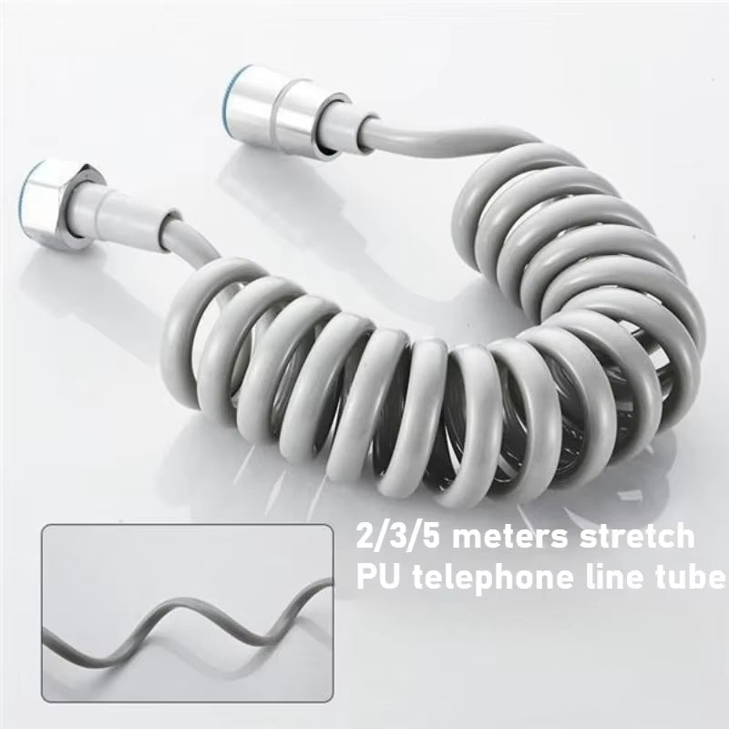 Premium Spring Shower Hoses (2/3/5M) - for Toilet & Bidet Sprayer, Soft Telephone Line Hoses (Anti-Kink, Long-Lasting)