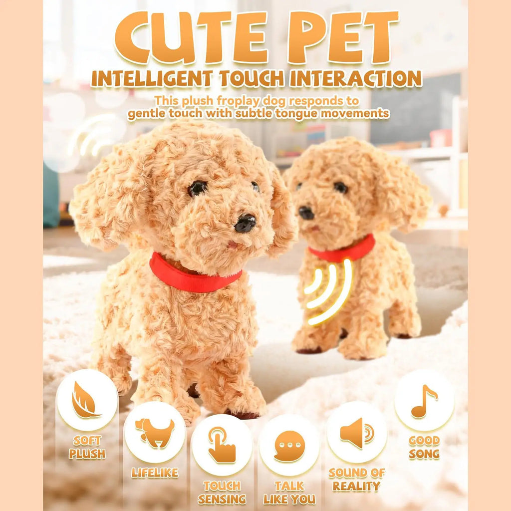 Realistic Robot Dog Plush Soft Smart Toy Touch Sensing Ai Robot Dog With Voice Mimic For Kids Boys Girls New Year Birthday Gifts