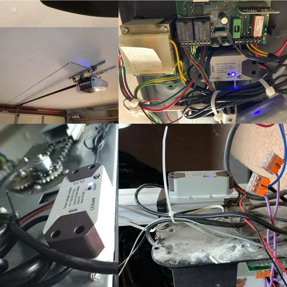 Tuya Wifi Smart Home Garage Door Opener Controller 12V 24V DC Remote Access with Sensor,Real Time Door Status Alexa Google Home