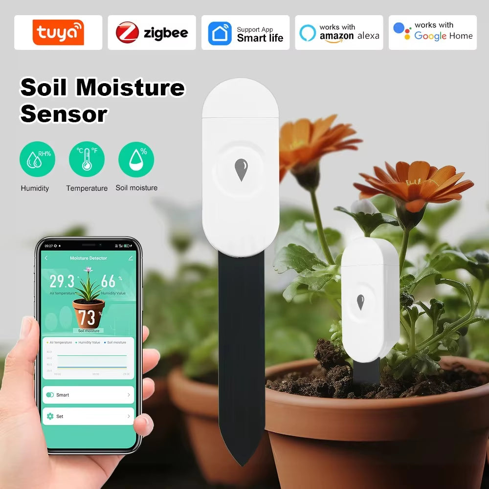 Smart Zigbee Soil Tester Thermometer Hygrometer Garden Automation Irrigation Detector for Plant Care Garden Automation