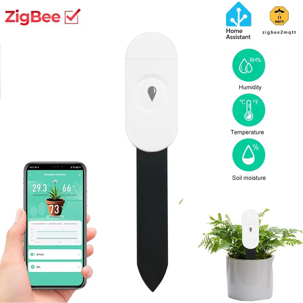 Smart Zigbee Temperature Humidity Moisture Detector Smart Soil Tester Moisture Sensor Realtime Monitor for Home Garden