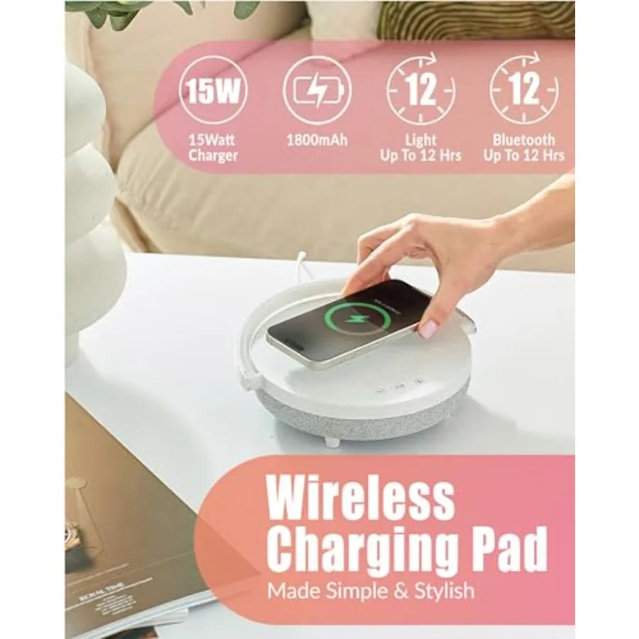 Bedside Lamp with Wireless Charger Birthday Gifts for Women 6 in 1 Touch Bedside Lamp Portable Bluetooth Speaker Gift for Her M