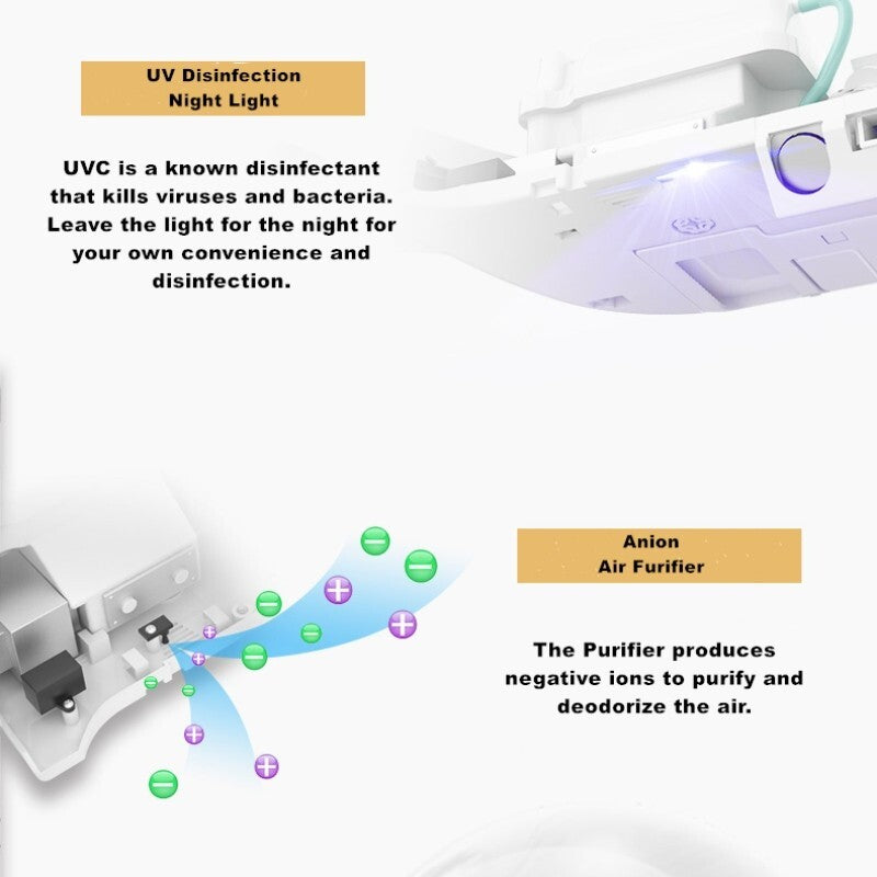 Electric Toilet Seat Bidet Cover Massage Mode Smart Washlet Heated Water Clean