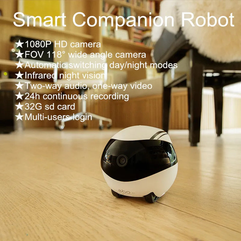 Control  Teaser Interactive Toy 32G Cat Smart Companion Robot for Pets Baby Old Man 1080P HD Security  WiFi Remote
