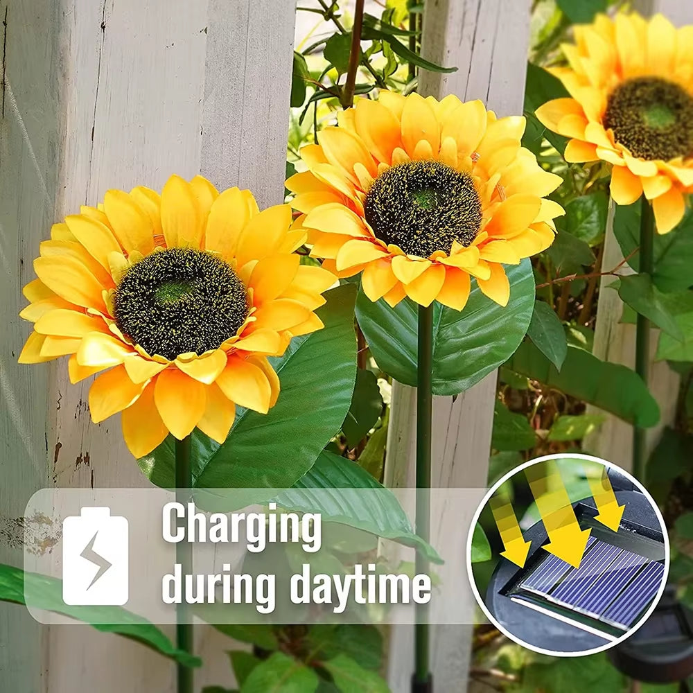 Simulated Outdoor Solar Sunflowers Smart Sense Garden Lights Yard Wedding Thanksgiving Decor Light Waterproof LED Lawn Light