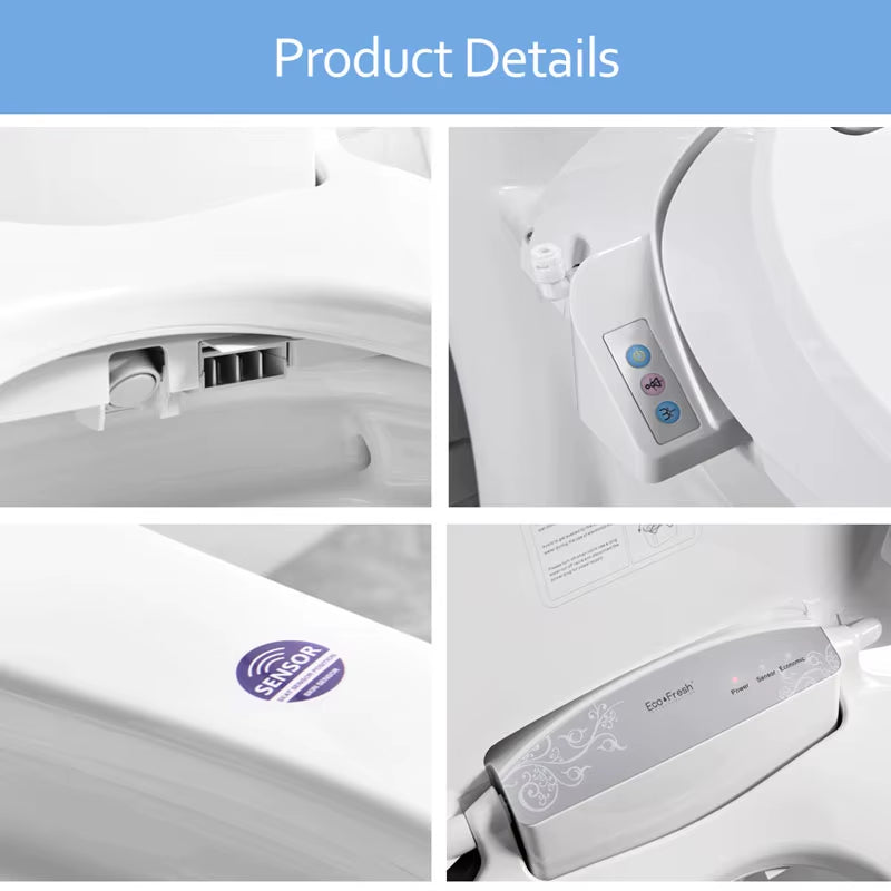 Ecofresh Smart Toilet Seat Auto Seat Cover Flip Electric Bidet Intelligent Heated Toilet Seat Cover Lighting Massage