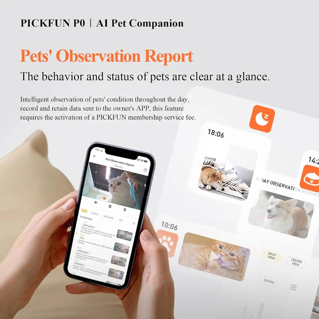 Pickfun Pet AI Monitoring Camera | WiFi monitoring, remote viewing, voice chat, pet behavior detection, smart home security