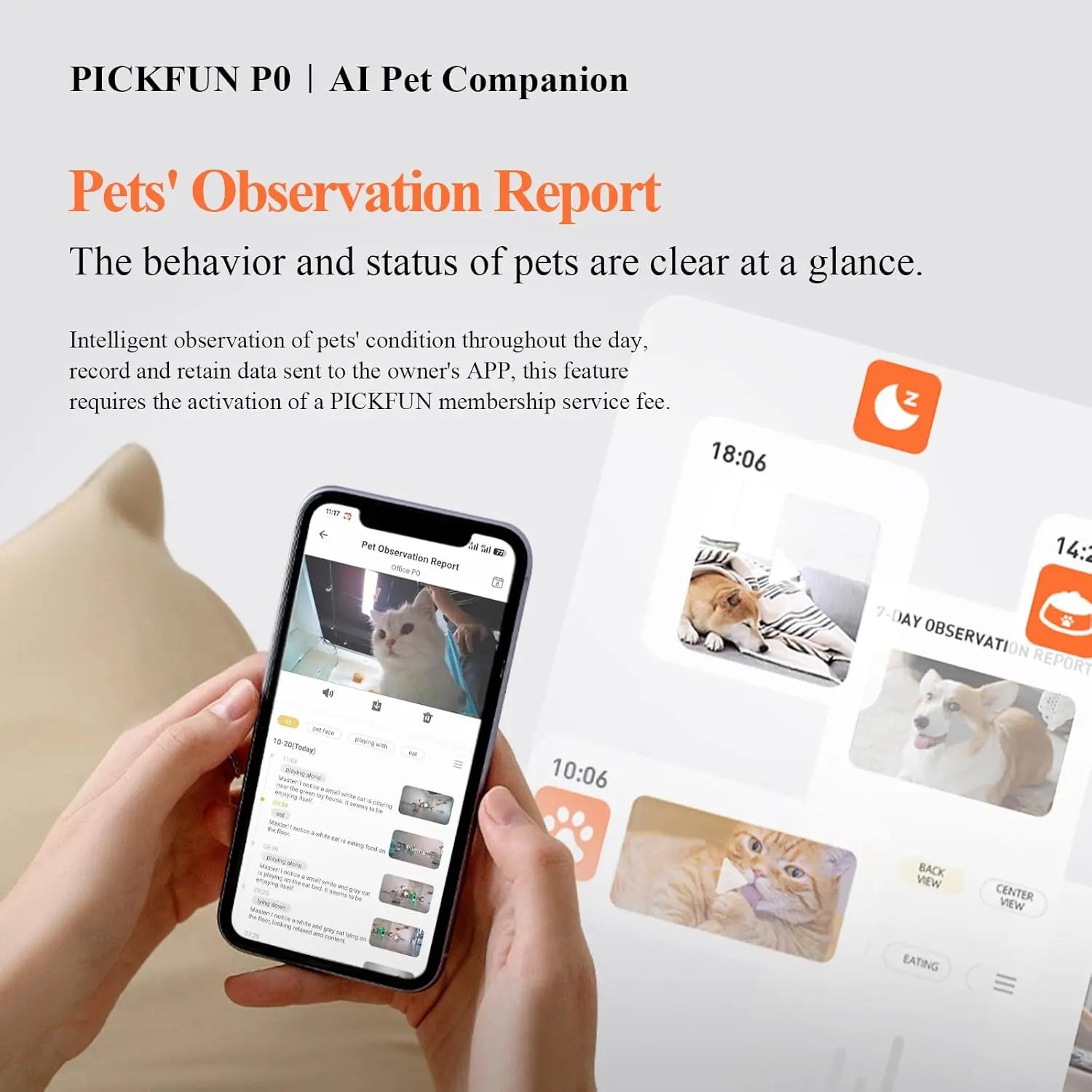 Pickfun Pet AI Monitoring Camera | WiFi monitoring, remote viewing, voice chat, pet behavior detection, smart home security