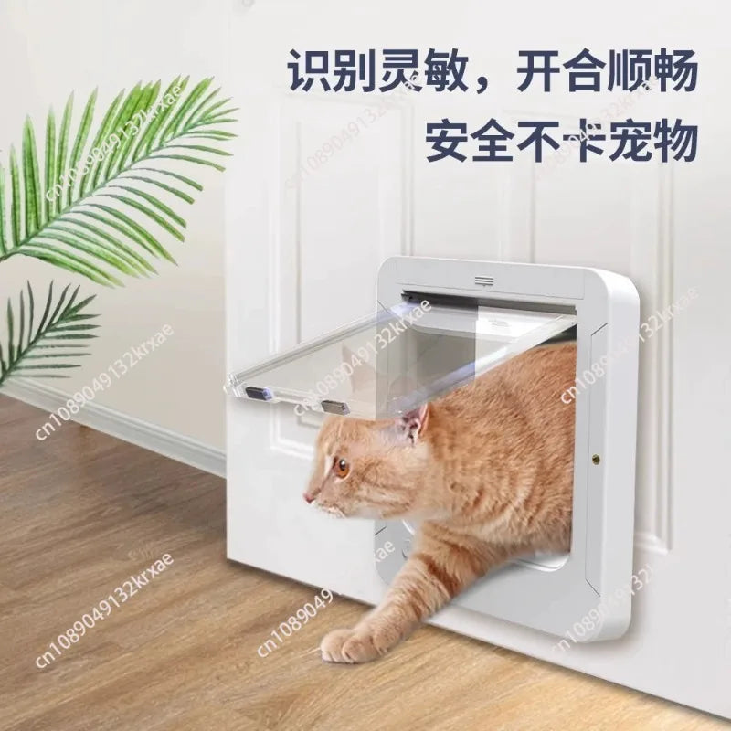 Smart Silent Electric Pet Door for Cats and Dogs Free Passage with Chip Recognition Suitable for Glass, Iron, and Wooden Doors