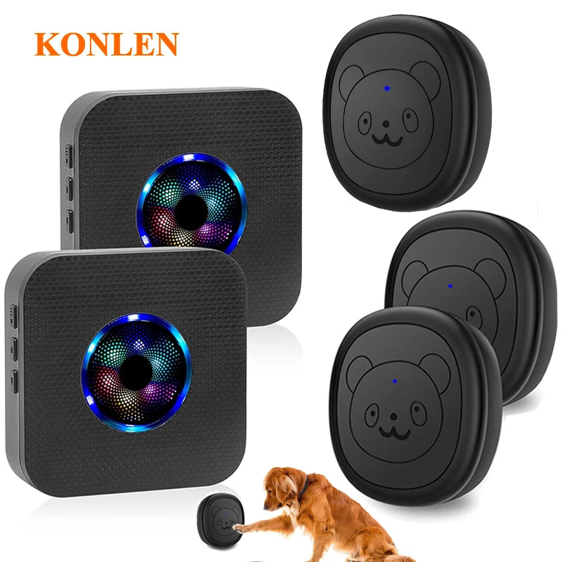 Smart Dog Doorbell Wireless for Potty Training Doggie Food Chime Door Bell Touch Button for Pet Puppy Ring to Go Outside KONLEN