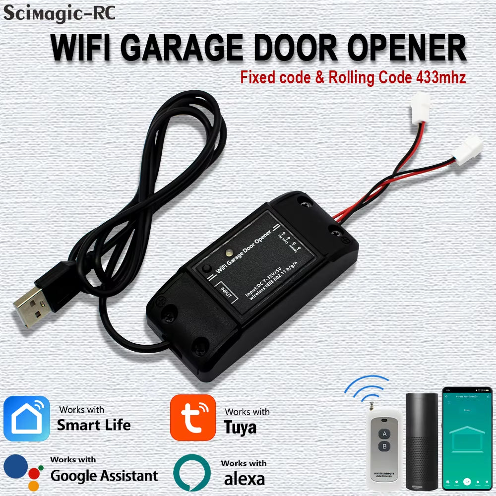 Wifi Switch Smart Opener APP Remote Controller for Garage Door Gate Supprot Alexa Echo Google Home Tuya Control + RF 433Mhz
