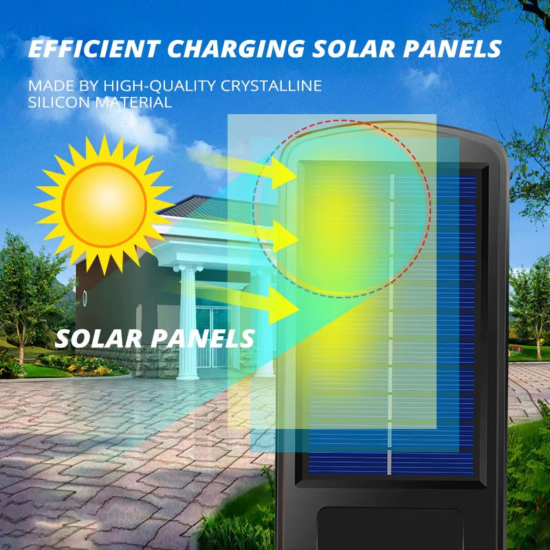 1500W IPX65 Waterproof Solar Light PIR Motion Sensor Garden Wall Outdoor Indoor Solar Street Smart Lamp with Remote Control