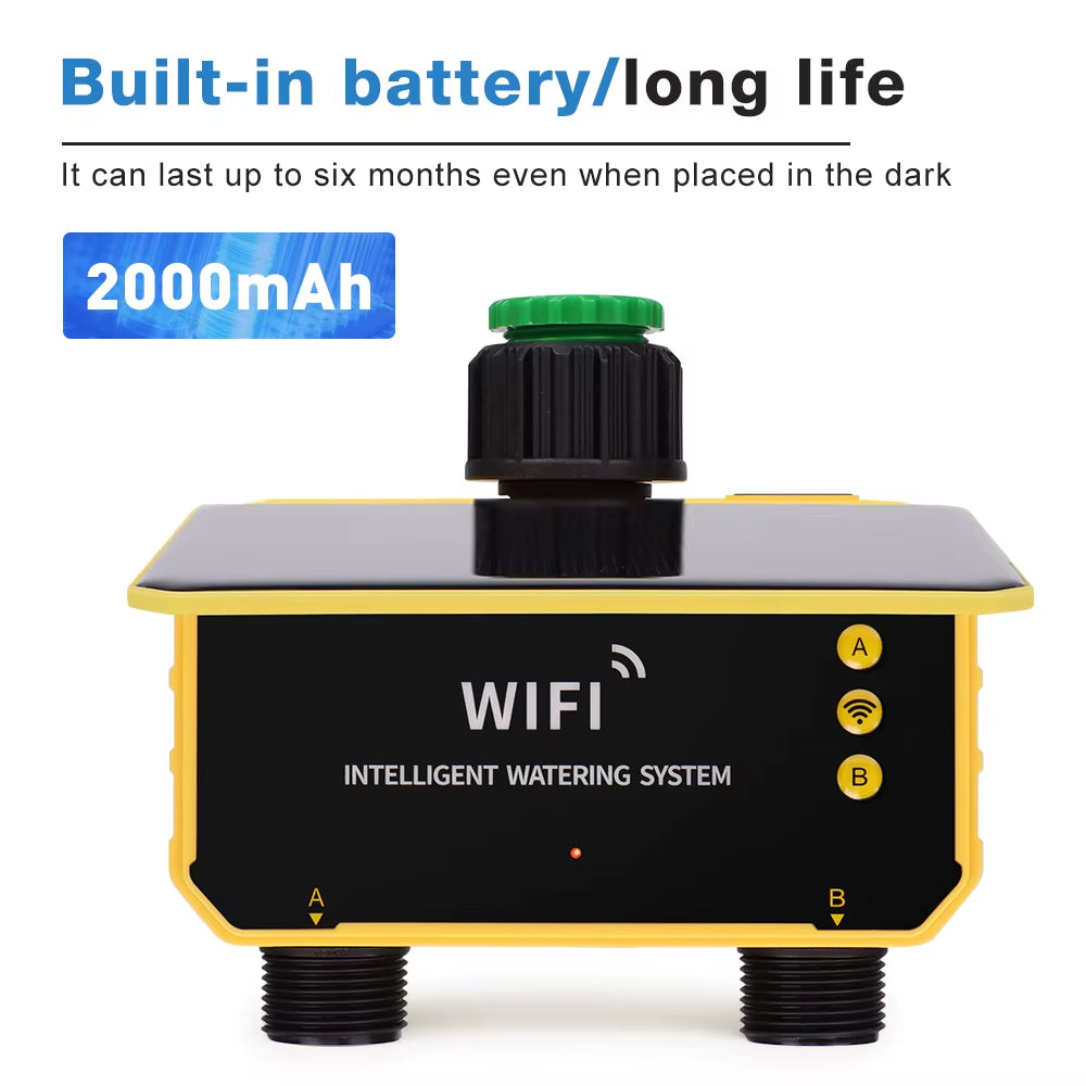 Smart Wifi Irrigation Watering Timer LCD Display Solar Irrigation Controller 1/2 Zone Automatic Watering System for Garden Lawn