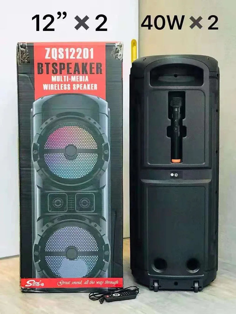 125W Outdoor Large Bluetooth Speaker Wireless Home Karaoke Subwoofer Lantern Pillar TWS Stereo Speaker Subwoofer Music Center FM