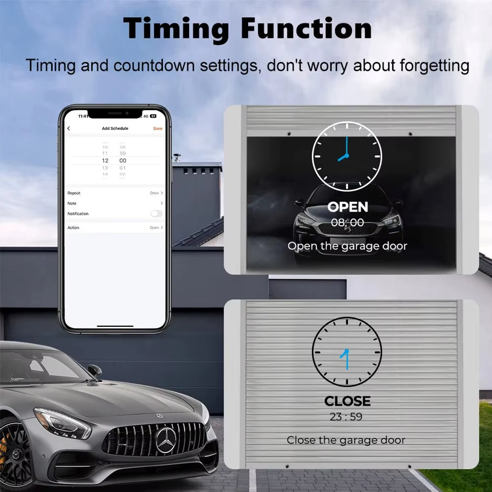 ONENUO Tuya Wifi Smart Garage Door Opener Controller Motorized Door Opener Wireless Remote Works with Voice Control Alexa Google