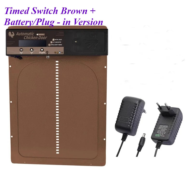 IPX3 Waterproof Pet Door, Aluminum Alloy Smart Timer Auto-Lift Chicken Coop Gate for Pigeons