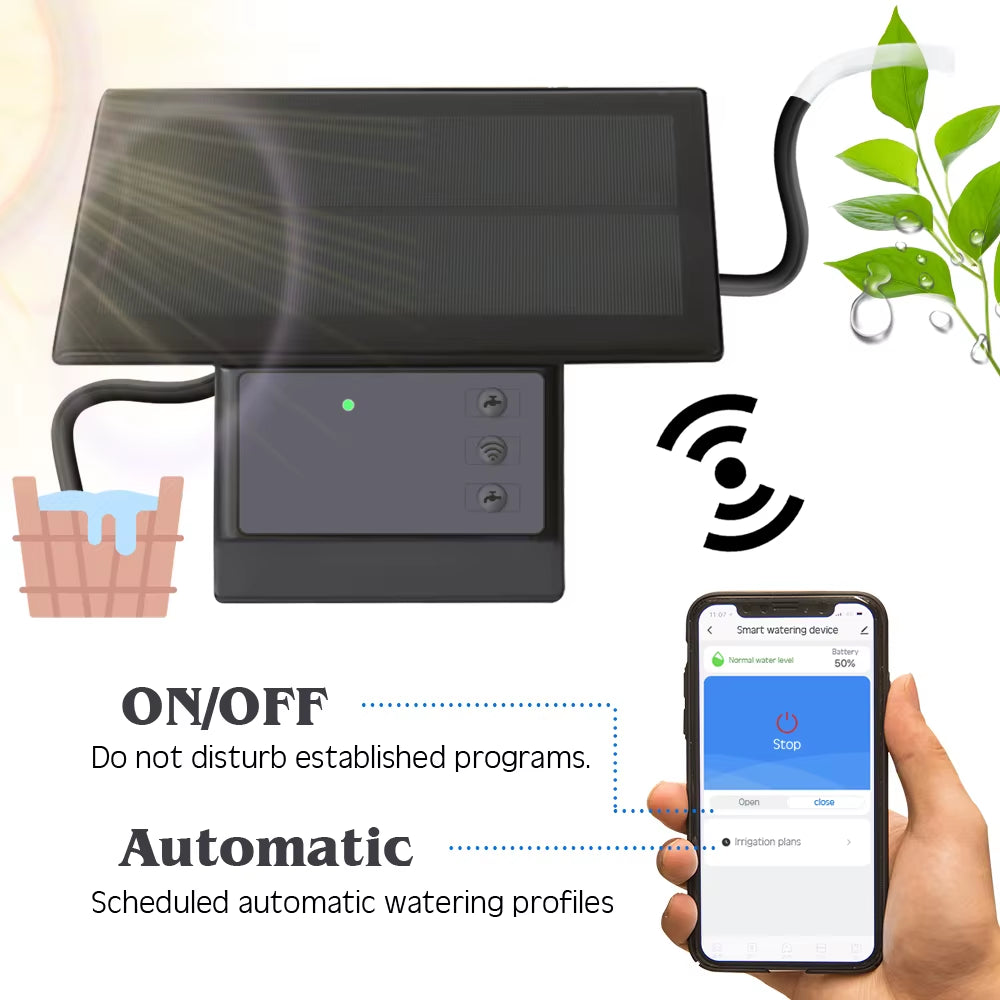 Tuya Wifi-Compatibility Solar Power Timer Smart Drip Irrigation System Remote Control Watering Kit for Garden Balcony Plants Pot