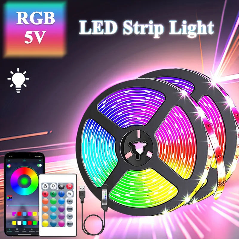 1/3/5M LED Strip Lights for TV ,Bluetooth USB TV Backlight Kit with Remote,5050SMD 5V RGB LED Lamp Tape for Home Decor Lighting
