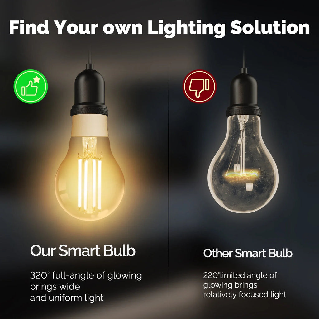 MOES Tuya Matter E27 7W Smart LED Filament Bulb 806Lm Dimmable 2700K-6500K Adjustable White Voice Control Alexa Google Home