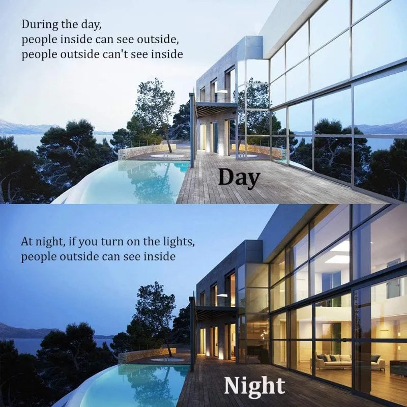 Privacy Window Film One Way Window Tint for Home Sun Blocking Heat & Anti UV  Daytime Mirror Window Privacy See Out Not in Windo