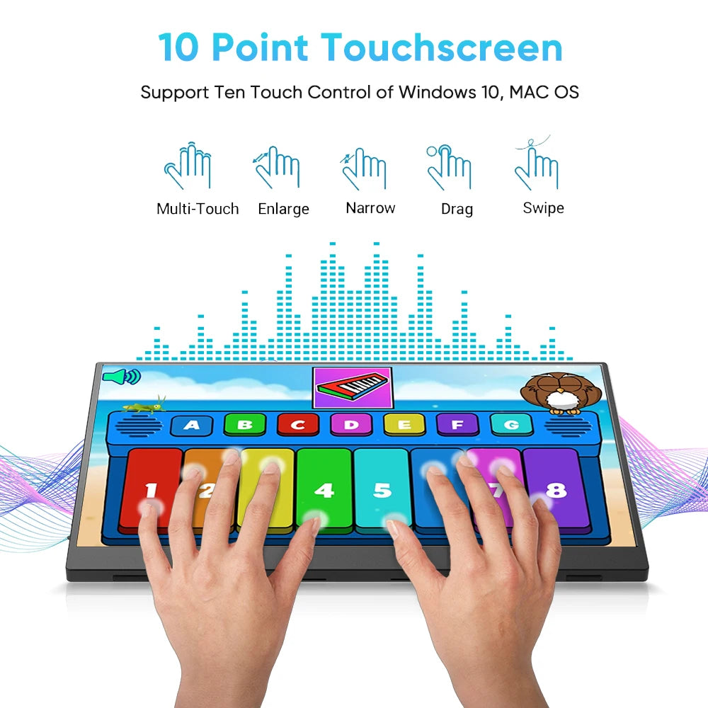 15.6 Inch 1080P USB-C HDR OLED Touchscreen Monitor Dual Premium Speakers Smart Cover External Portable Display Compatibility IPS