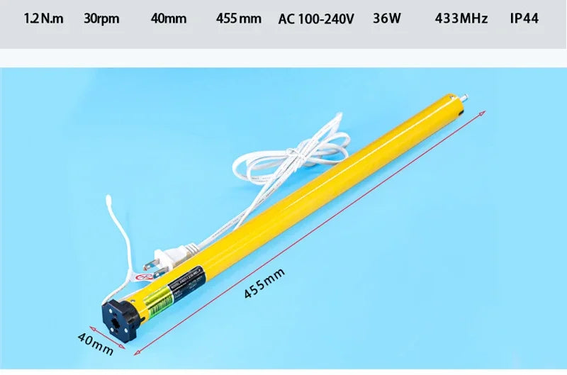A-OK AM25-1.2/30-MEL-P Electric Flexible Gauze Curtain Motorized Roller Blinds EU/US Plug Tubular Motor 110-240V
