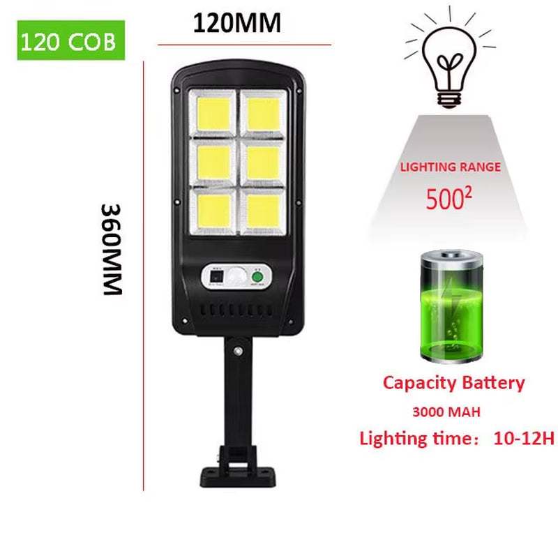 160COB Solar LED Street Light Waterproof Smart Remote Control PIR Motion Sensor Lamp 1500W Outdoor Garden Security Wall Light