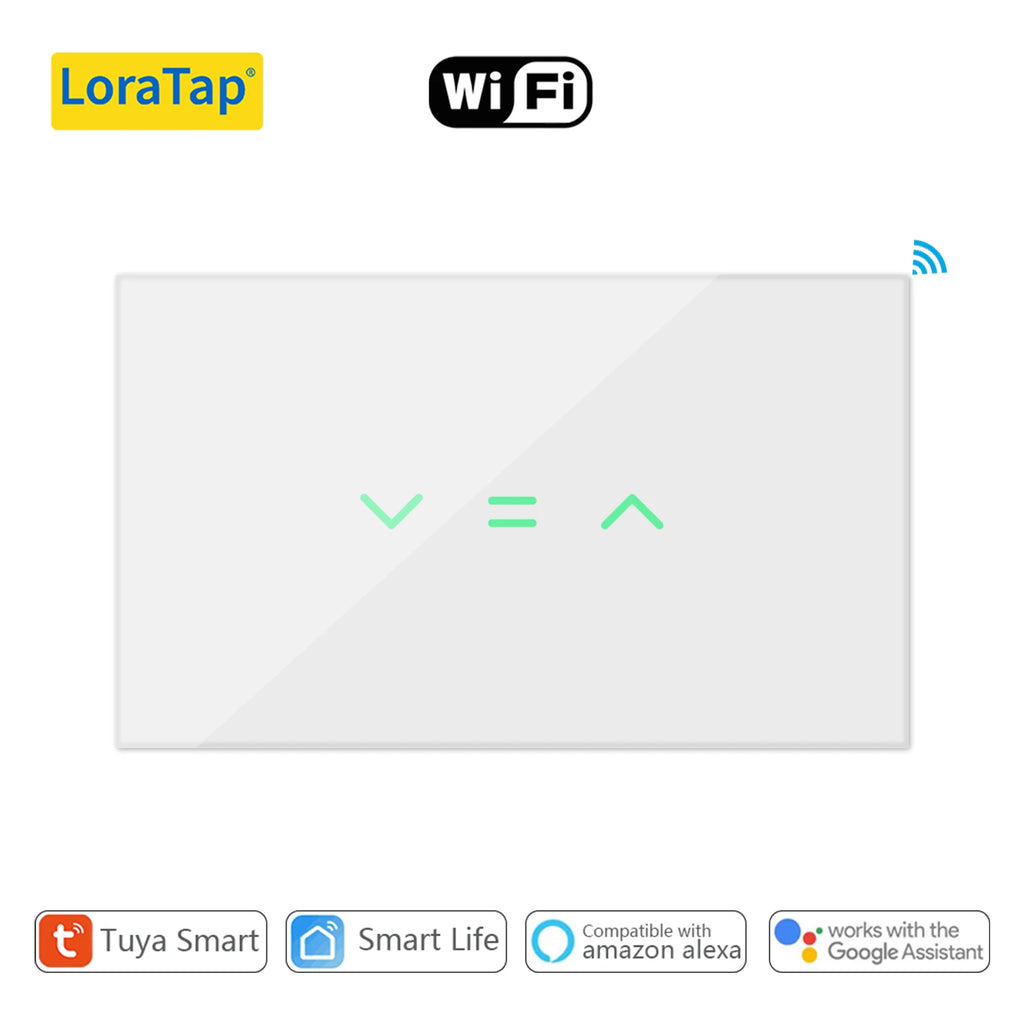 LoraTap US Curtain Blinds Roller Shutter Switch Backlight Tuya Smart Life App Timer Remote Control Voice by Google Home Alexa