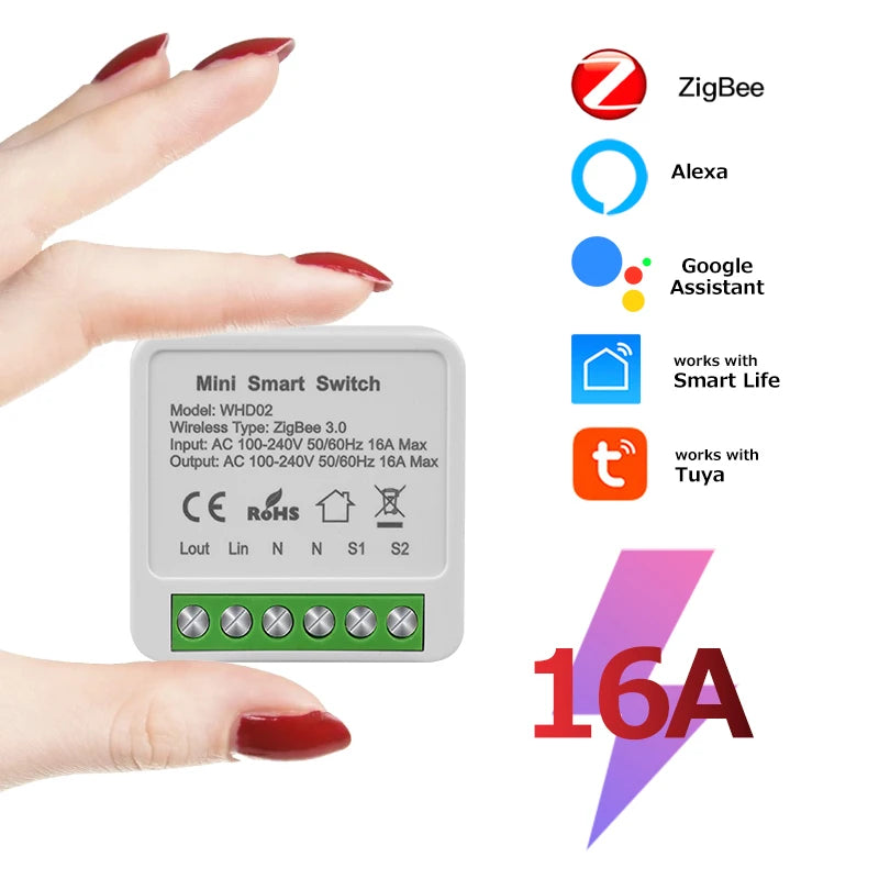 Tuya WiFi/Zigbee 3.0 Smart Switch Mini Breaker DIY Module Remote Timer Wireless Light Control Work with Smart Life Alexa Google